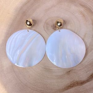 Kenneth Jay Lane Mother of Pearl Disc Earrings